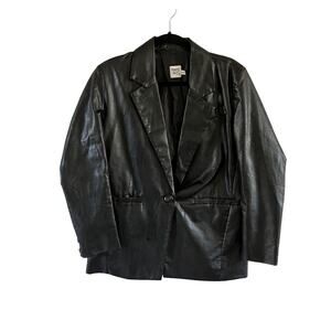 Princess Polly Black Faux Leather Blazer Jacket Wmns XS/S Grunge